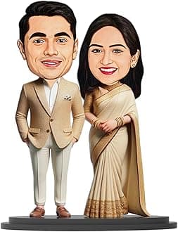 Wood Avatar Studio Personalized Fantasy Gift For Husband, Wife Character Caricature Photo Frame Unique Design Customized Gift For Friends & Family (Wedding Couple - 2),Multicolor
