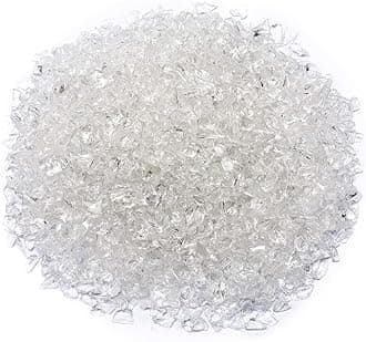 R H LIFESTYLE Crushed Glass/Fire Pits for Resin Art High Luster Fire Glass Used Specially for Resin Art/Geode Art Fire Pit Crafts (Aqua Clear 3-4mm, 900G)