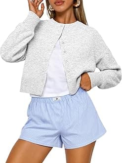 Trendy Queen Cropped Cardigan Sweaters for Women Lightweight Y2k Fall Outfits Spring Fashion Clothes 2026
