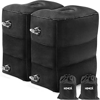 HOMCA Inflatable Travel Foot Rest Pillow (2-Pack) Adjustable Height Leg Pillow Fast Inflating Airplane Bed for Toddlers Footrest Pillow for Office, Airplane, Train, Cars, Home (Black)