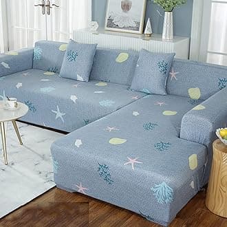 jia cool 1 pcs Sectional Couch Covers, Printed L-Shaped , Stretch Couch Slipcovers for Sectional Sofa,Suitable for Combined Chaise Longue Cover (Pattern HSJ,3 seat )