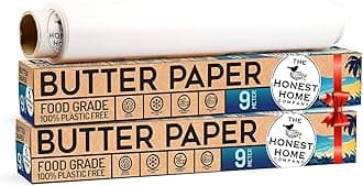 Honest Home Butter Paper Roll Combo | 18 Meters | Pack of 2 (9M + 9M) | 40 GSM, 100% Non-Coated | Easy Tear with Cutter | for Air Fryer and Roti