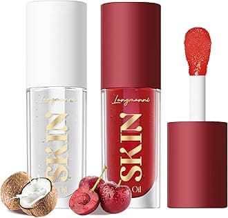 LANGMANNI Moisturizing Lip Oil,No-Sticky Lip Gloss Lip Balm Lip Care,Fruit Flavoured Lip Oil For Dry Lip's Moisturizing Hydrating And Nourishing (Cherry+Coco)