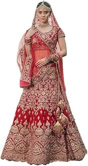 libzuWomen's Satin Embroidered Semi-stitched Lehenga Choli