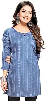 Shiv TextilesRayon Fabric Printed Round Neck Short Kurtis for Women Top Dresses Kurti for Ladies & Girls Kurtis
