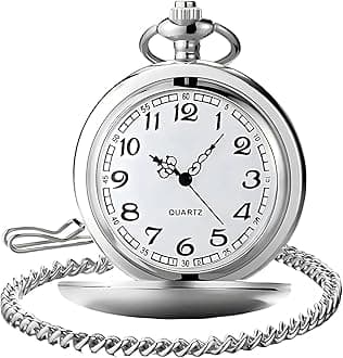 Smooth Vintage Pocket Watch with Chain, Arabic Numerals Scale Mens Watch Christmas Graduation Birthday Gifts Fathers Day