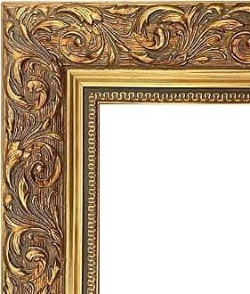 West Frames Bella French Ornate Embossed Wood Wall Picture Frame 2.5" Wide (20" x 20" Empty Frame Only, No Plexiglass, Antique Gold)