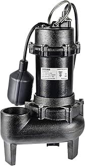 WASSERMANN 1/2 HP Sewage Pump with Auto Float Switch, 115V 5300 GPH Cast Iron Submersible Sewage Pump, Sump Pump for Basement Sump Basin Sewage Well 2" NPT Discharge with 10 FT Cable