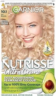 Nutrisse 10.1 Ice Blonde Permanent Hair Dye, Radiant 8-Week Long Lasting Colour, Up to 100% Grey Coverage, Nourishing Vegan Formula with 5 Fruit Oils for 5x Stronger & 2x Shinier Hair