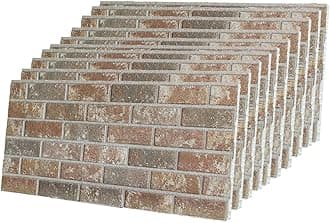 IZODEKOR 3D Wall Panels Brick Effect - Cladding, Stone Look, Styrofoam Facing for Living Room, Kitchen, Bathroom, Balcony, Bedroom, Back of Counter | Mocha Royal (10 x Panels) - Covers 53 sq ft