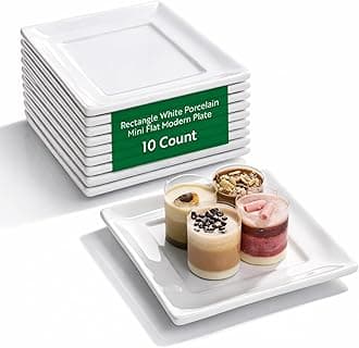 Porcelain Plates 10 Pack of 3.5 x 3.5 Inch Chip-Resistant Porcelain Dessert Plates Microwave, Dishwasher, Oven, Freezer-Ready White Square Stackable Plate for Appetizers