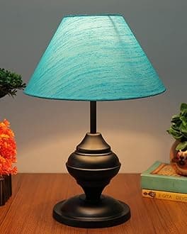 Homesake Black Metal Table Lamp | for Living Room | Modern Bedside Light wi...