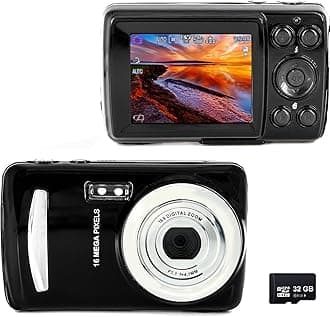 Acuvar 16MP Compact Digital Camera with 2.4" LCD Screen, 32GB Micro SD Card – Easy Point and Shoot Camera for Kids, Teens, Beginners & Seniors | USB Cable Included | Lightweight Travel-Friendly