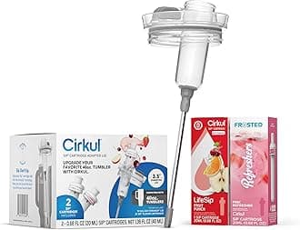Cirkul All-Day StrawSip™ Adapter Lid & 2 Flavor Cartridges, Leak-Resistant Lid with Reusable Straw, Compatible with Most 40oz. Tumblers