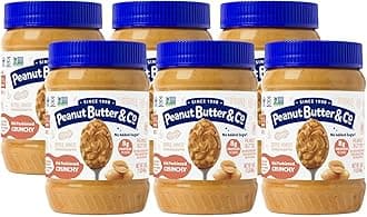 Peanut Butter & Co. Old Fashioned Crunchy Peanut Butter, 8g Protein, Non-GMO Project Verified, No Sugar Added, Gluten Free, Vegan, 16 Ounce (Pack of 6)