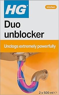 HG Duo Unblocker - Powerful Drain Cleaner, for Kitchen Sink or Bathroom Pipes - 2 x 500 ml