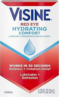Red Eye Hydrating Comfort Redness Relief and Lubricant Drops to Help Moisturize and Relieve Due to Minor Eye Irritations Fast, Tetrahydrozoline HCl, 0.28 fl. oz