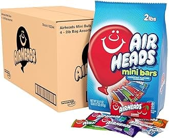 Candy Mini Bars, Assorted Fruit Flavors, Individually Wrapped, Non Melting, Party, Pantry 80ct Bag, Box of 4 Bags