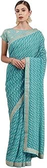 SIRILWomen's Bandhani Printed Georgette Saree with Unstitched Blouse Piece