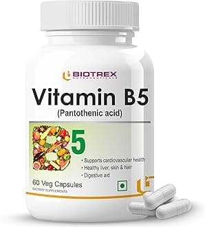 Vitamin B5 (Pantothenic acid) Supplement | Daily 100% RDA | Energy & Metabolism | Nerve Health | Healthy Cholesterol Levels | Hair, Skin & Nails | Lab Tested | 60 Veg Capsules