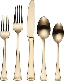 Portola 20-Piece Gold Satin Flatware Set, 3.30, Metallic