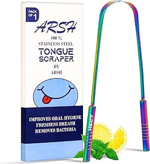 Arsh Tongue Scraper for Adults Stainless Steel Tongue Cleaner for Oral Care & Hygiene Tongue Cleaner for Men and Women Tongue Scrubber for Reduce Bad breath100% Metal Tongue Cleaners