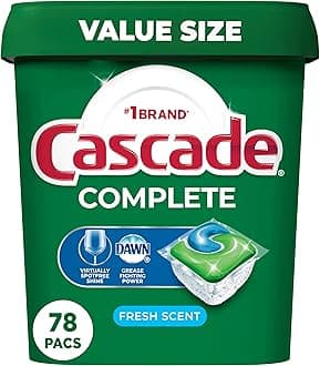 Cascade Complete Dishwasher Pods ActionPacs Detergent, Fresh Scent, 78 Count