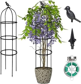 PICK FOR LIFE Garden Trellis for Climbing Plants Outdoor, Tall Rustproof Plant Support Trellis for Potted Plants Climbing Vine Rose Clematis Outdoor Indoor Garden Obelisk Trellis (H: 145cm)