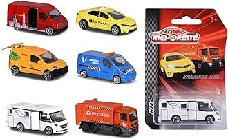 City Cars - 1 of 6 Different Model Cars with Freewheel and Suspension for Ages 3 and Above - 7.5 cm