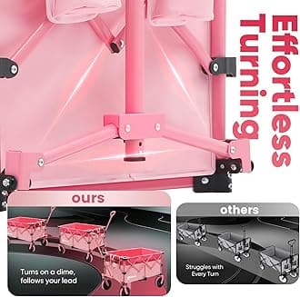 Sekey 220L Collapsible Foldable Wagon with 330lbs Weight Capacity, Heavy Duty Folding Utility Garden Cart with Big All-Terrain Beach Wheels & Drink Holders.