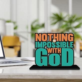 Artvibes Wooden Nothing Is Impossible With God Motivational Quote Table Decoration For Office Desk | Home Decor | Living Room | Modern Art Wood Showpiece Gift Item (SP_1143)