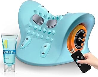 Neck Massager 2025, Neck Stretcher Cervical Traction with Heat, 3 Modes, Portable Massage Neck Hump Corrector for Pain Relief and Muscle Relax, 26° Angle Cervical Traction Device