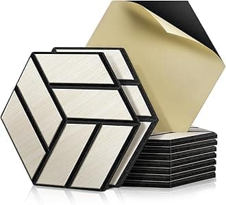 JAMELO Soundproofing Panels Wood Veneer 10 Packs | 30 * 15 * 1.2cm Acoustic Panels Self-Adhesive 3D Wall Panels For Ceiling/Door/Wall Decoration Wall Covering Oak White