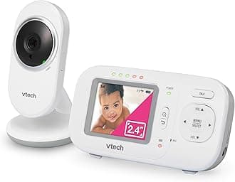 VTech VM320 Video Baby Monitor, Invisible Night Vision, Soothing Sounds, 2-Way Talk Intercom, Temperature Monitor, 2X Digital Zoom, Secured Transmission, 2.4" Color LCD Screen - Smart Choice Product