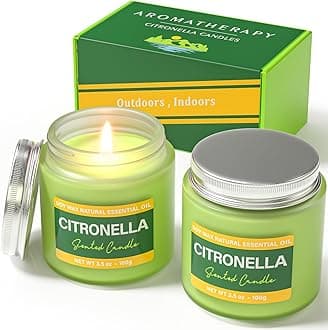 Citronella Candle, BOYUJK Citronella Candle Outdoor with 60-70 Hours of Burning Time, 7oz Scented Candles Gifts with Natural Citronella Scent, Citronella Candle Set for Home, Outdoor and Travel [Energy Class A]