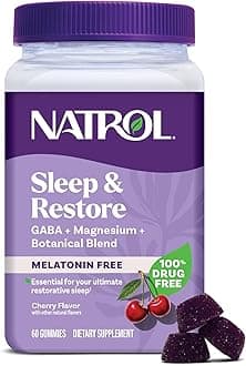 Natrol Sleep & Restore Magnesium Glycinate Blend Gummies, Magnesium for Sleep Aids for Adults, Melatonin-Free, Cherry Flavored, 30 Day Supply