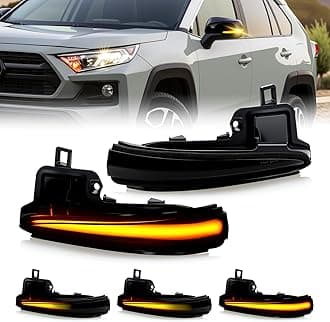 Sequential LED Side Mirror Turn Signal Lights Smoked Lens for RAV4 2019-2025, Tacoma 2016-2023, Highlander 2020-2025, Alphard Velltire, Dynamic Indicator Strip Mirror Marker Light, Pack of 2