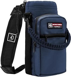 NATURE PIONEOR Water Bottle Carrier with Adjustable Strap - Insulated Sleeve Pouch Water Bottle Holder Bag with Paracord Handle & 2 Storage Pockets for 18/24/25/26/32/36/40/46oz, Hiking, Camping, Gym