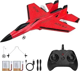 RC Plane, SU35 RC Airplane Ready to Fly, 2.4 GHz 2 Channel Remote Control Airplane RC Glider with Colored Lights for Kids/Adults/Beginners, Red