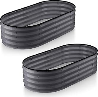 Plant & Plot Galvanized Raised Garden Beds Outdoor // 4×2×1 ft (2-Pack) Planter Raised Beds for Gardening, Vegetables, Flowers // Large Metal Garden Box (Gray) // Patented Tool-Free Design