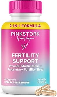 Pink Stork Fertility Supplements for Women | 2-in-1 Conception Support with Inositol, Folate + CoQ10 | Cycle Regularity, Hormone Balance + Reproductive Wellness | 60 Capsules