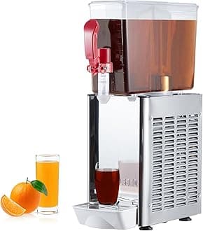 Commercial Beverage Dispenser, KOKEBREN 1 Tanks 2.64 Gallon 10L Commercial Juice Dispenser, 10 Liter Per Tank, 180W Stainless Steel Food Grade Ice Tea Drink Dispenser with Thermostat Controller