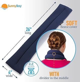Sunny Bay Microwavable Neck Heating Wrap, Extra Long, 25"X5", Microwave Hot/Cold Pad, Reusable, Portable, Navy Blue