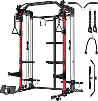 Mikolo Power Cage, 2000LB Power Rack with Independent Dual Pulley System, Multi-Function Home Gym Workout Machine for Cable Crossover