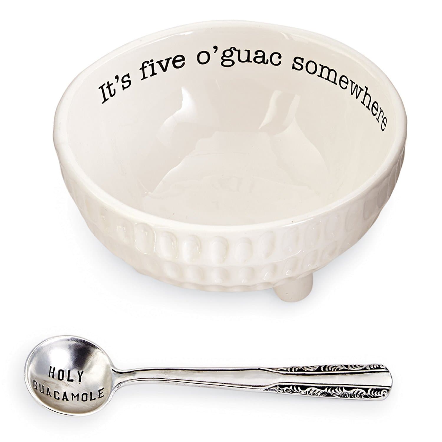 Mud Pie 4851076 Guacamole Serving Dish Set, White