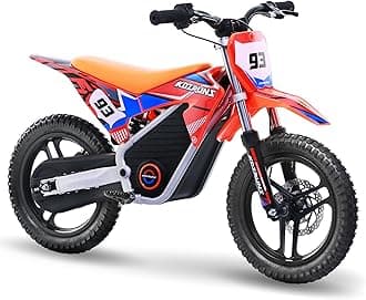 AIII 36V Electric Dirt Bike for Kids 5-10, High Performance 350W Racing Grade Motorcycle, Up to 18.6MPH, 3 Speed Settings, 14-Inch Off-Road Tires, Dual Disc Brakes & Advanced Shock Absorption, Orange