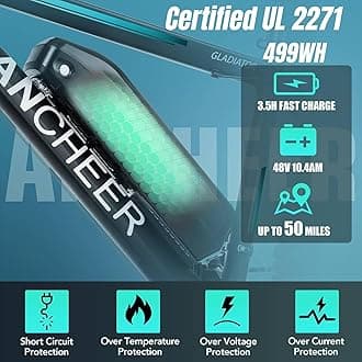 ANCHEER 500W 26" Electric Bike for Adults, [Peak 750W], 48V 10.4Ah Battery, Up to 55 Miles, 3H Fast Charge, Electric Mountain Bike, 2.1" eMTB Tire, 21 Speed, 22MPH Adults Electric Bicycle