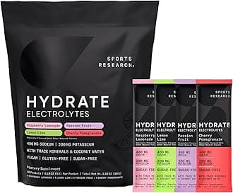 Hydrate Electrolytes Powder Packets - Sugar-Free & Naturally Flavored with Vitamins, Minerals, and Coconut Water - Supports Hydration - 16 Packets - Variety Pack