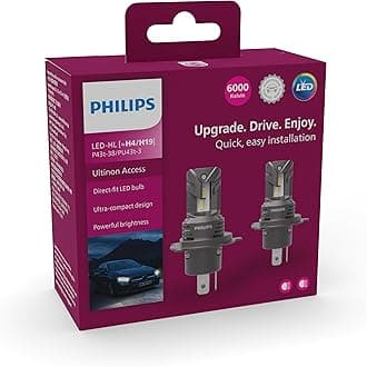 Philips Ultinon Access LED car headlight bulb (H4/H19), ultra-compact direct-fit, 80%, 6000K, set of 2