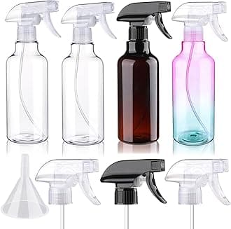 Plastic Spray Bottle 16.9oz Empty Spray Bottles Refillable Container Trigger Sprayer for Cleaning Solutions, Water, Plants, Pet, Essential Oils, Hair, 2 Pack (2Clear+1gradient+1Amber)